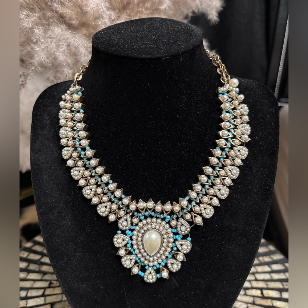 Natasha Couture Pearl and Turquoise Necklace